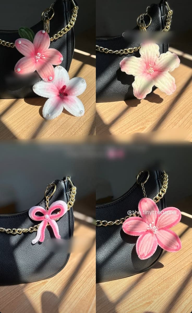 Pink Lily Bag Charm Duo
